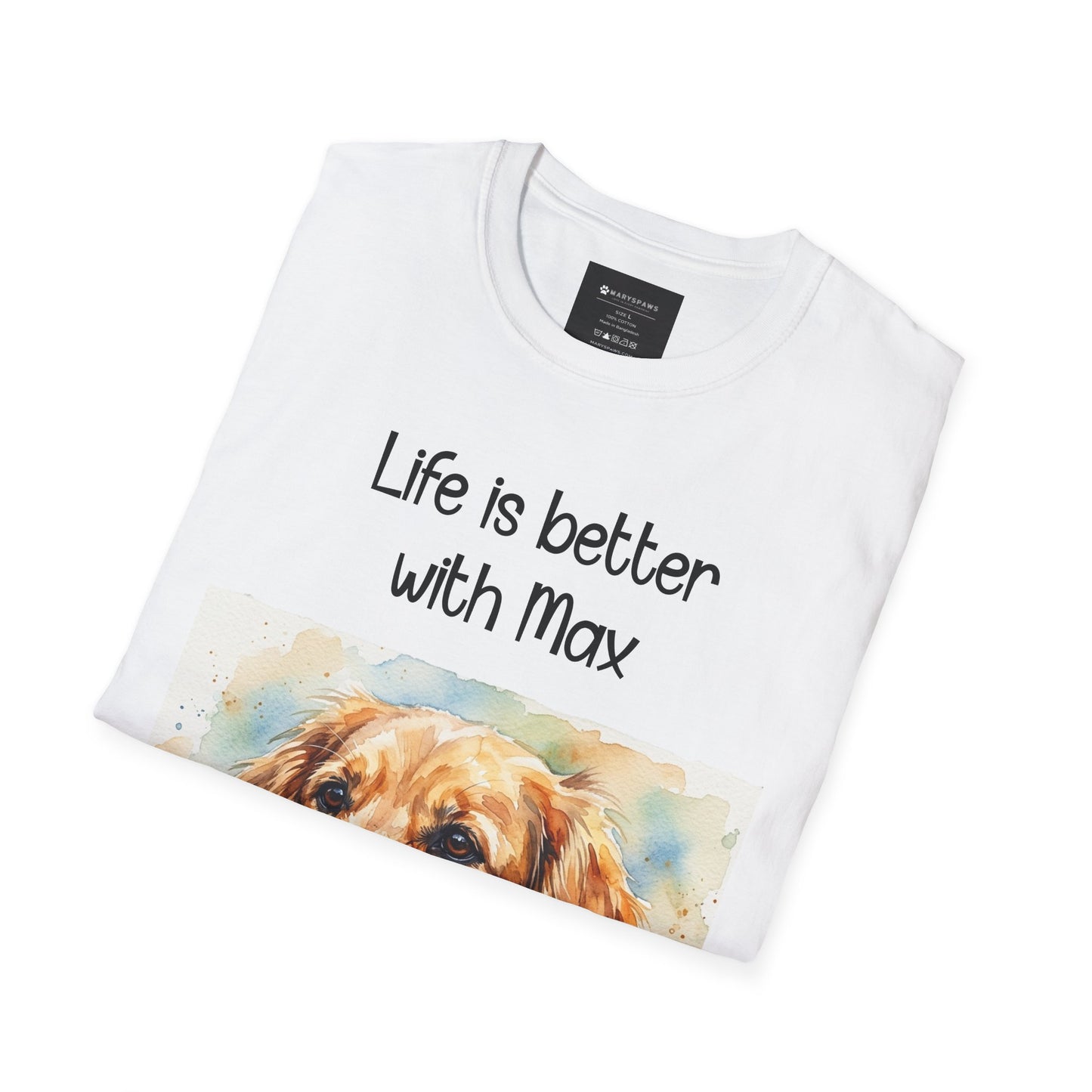 PERSONALIZE IT — "Life is Better with Max" Golden Retriever Portrait Tee
