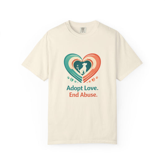 Adopt Love. End Abuse. Heart Pet Rescue T-Shirt