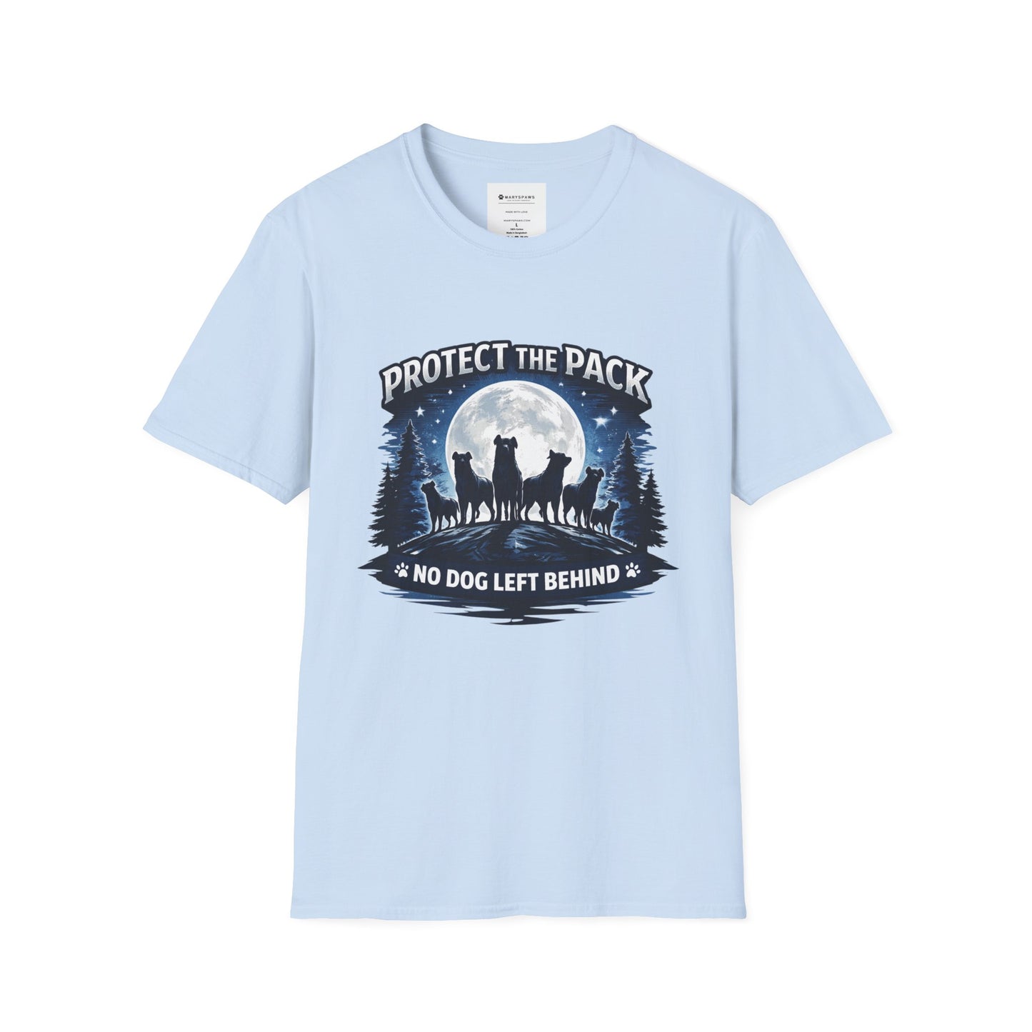 Protect the Pack T-Shirt – "No Dog Left Behind" Moonlit Wolf & Dog Rescue Tee