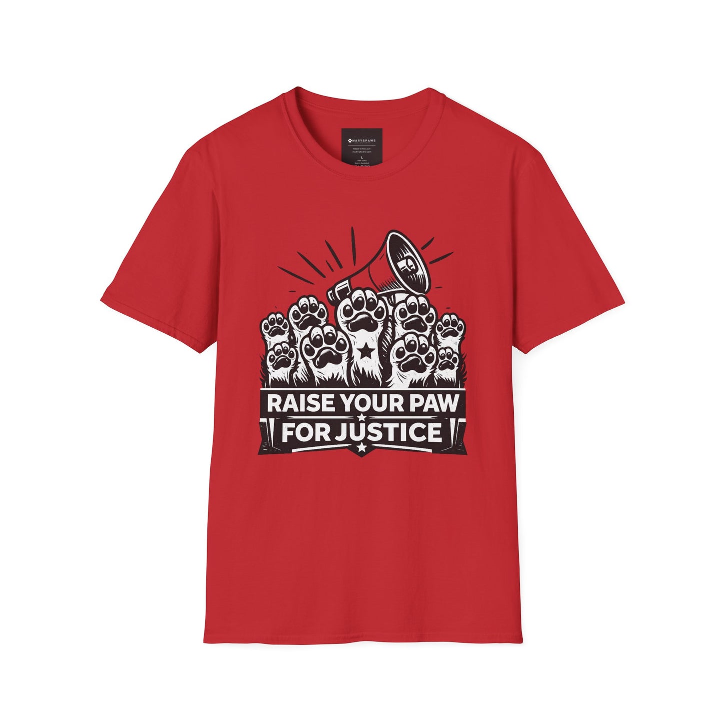 T-Shirt — "Raise Your Paw for Justice" Protest Cat Paw Graphic Shirt