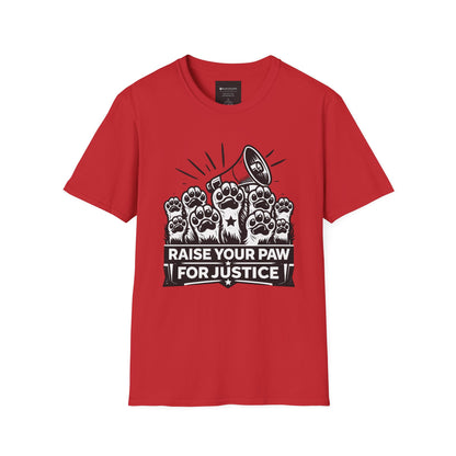 T-Shirt — "Raise Your Paw for Justice" Protest Cat Paw Graphic Shirt