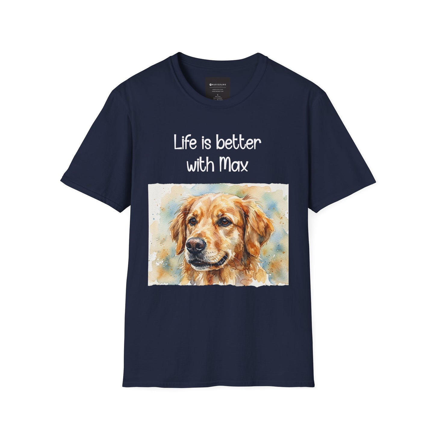 PERSONALIZE IT — "Life is Better with Max" Golden Retriever Portrait Tee