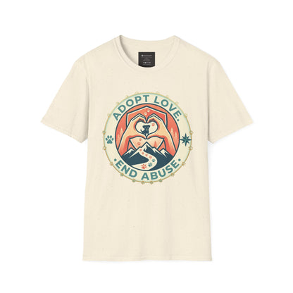 Adopt Love • End Abuse T‑Shirt — Rescue Pet Advocacy Tee