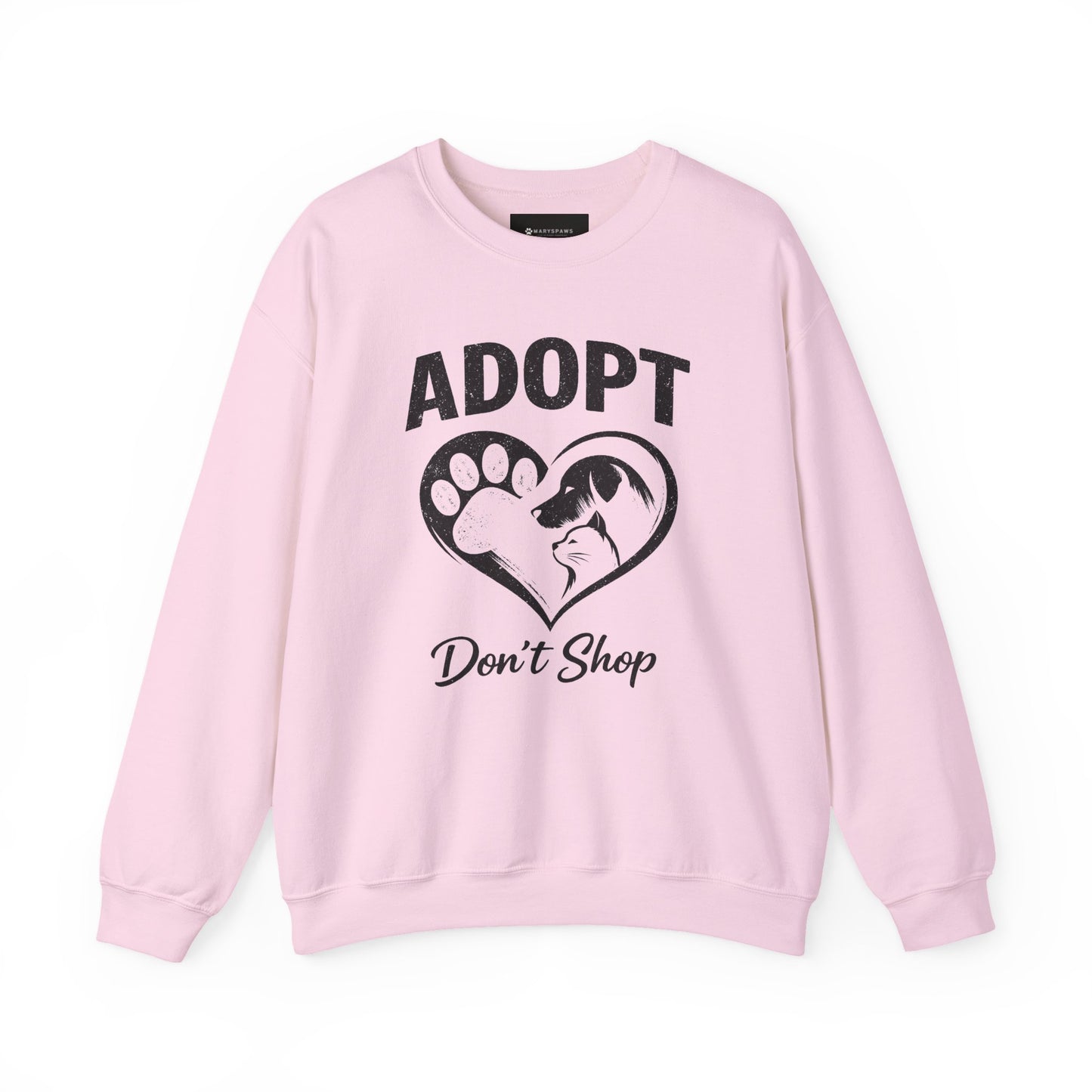 Adopt Don't Shop Sweatshirt — Rescue Pet Paw & Cat Heart Crewneck