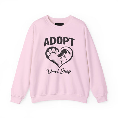 Adopt Don't Shop Sweatshirt — Rescue Pet Paw & Cat Heart Crewneck
