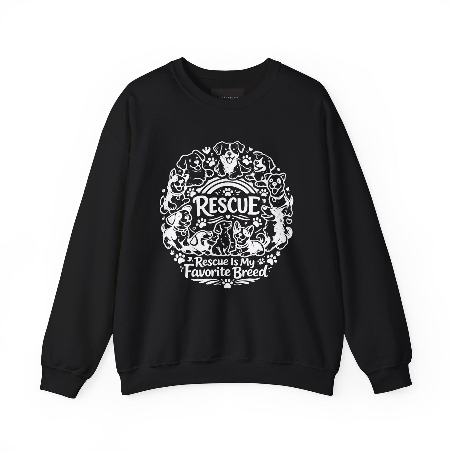 Rescue Dogs Crewneck Sweatshirt — "Rescue Is My Favorite Breed" Cozy Animal Rescue Pullover