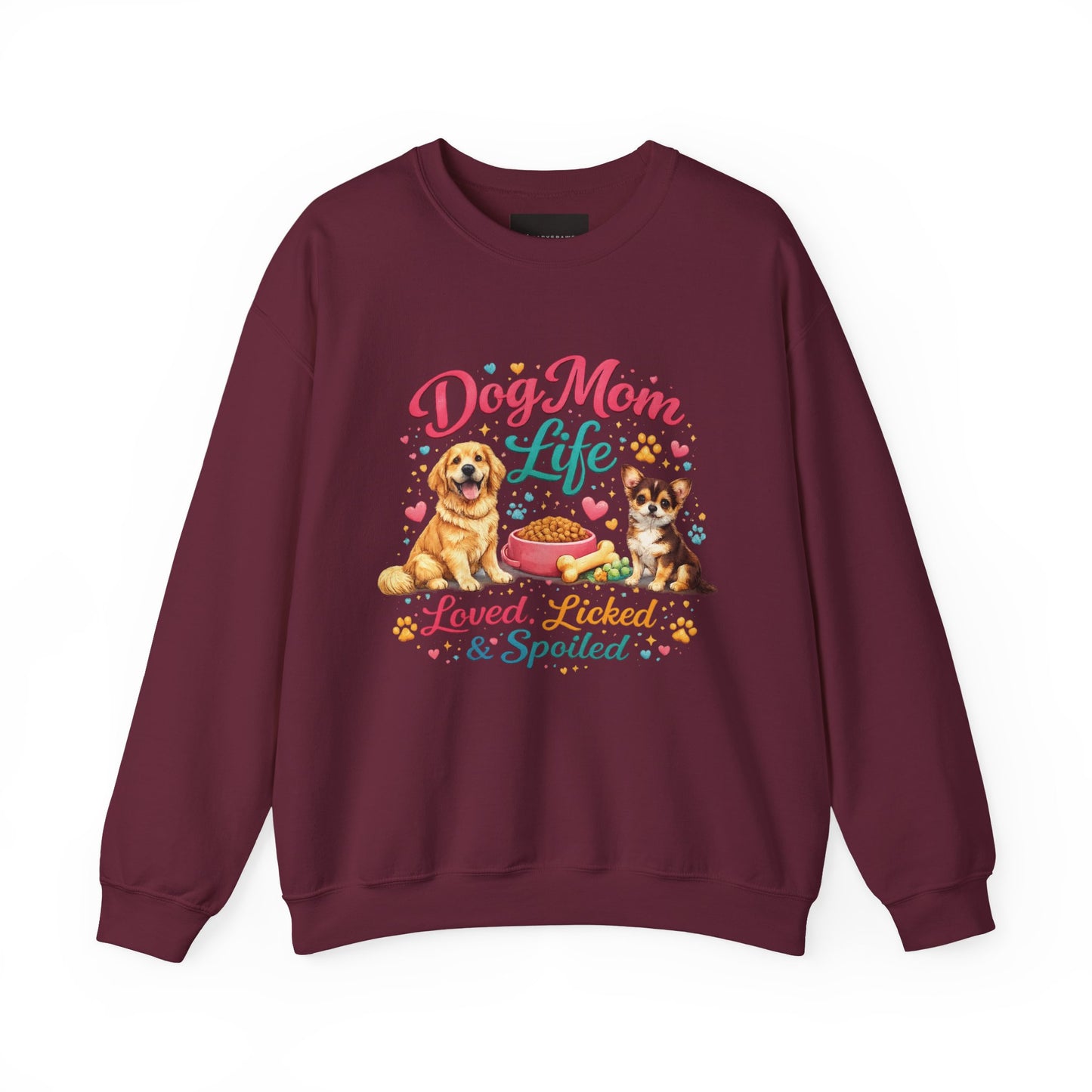 Dog Mom Life Sweatshirt – "Loved, Licked & Spoiled" Cute Pet Mom Crewneck