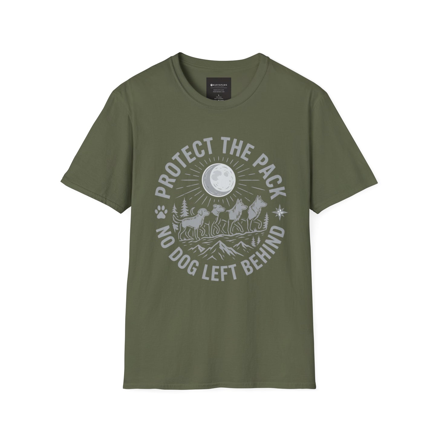Protect the Pack "No Dog Left Behind" T-Shirt — Rescue & Dog Rescue Support Tee