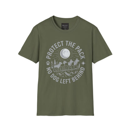 Protect the Pack "No Dog Left Behind" T-Shirt — Rescue & Dog Rescue Support Tee