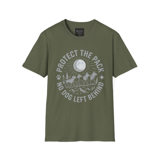 Protect the Pack "No Dog Left Behind" T-Shirt — Rescue & Dog Rescue Support Tee