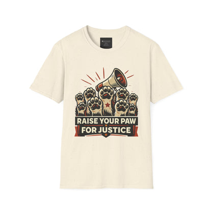 T-Shirt — "Raise Your Paw for Justice" Protest Cat Paw Graphic Shirt