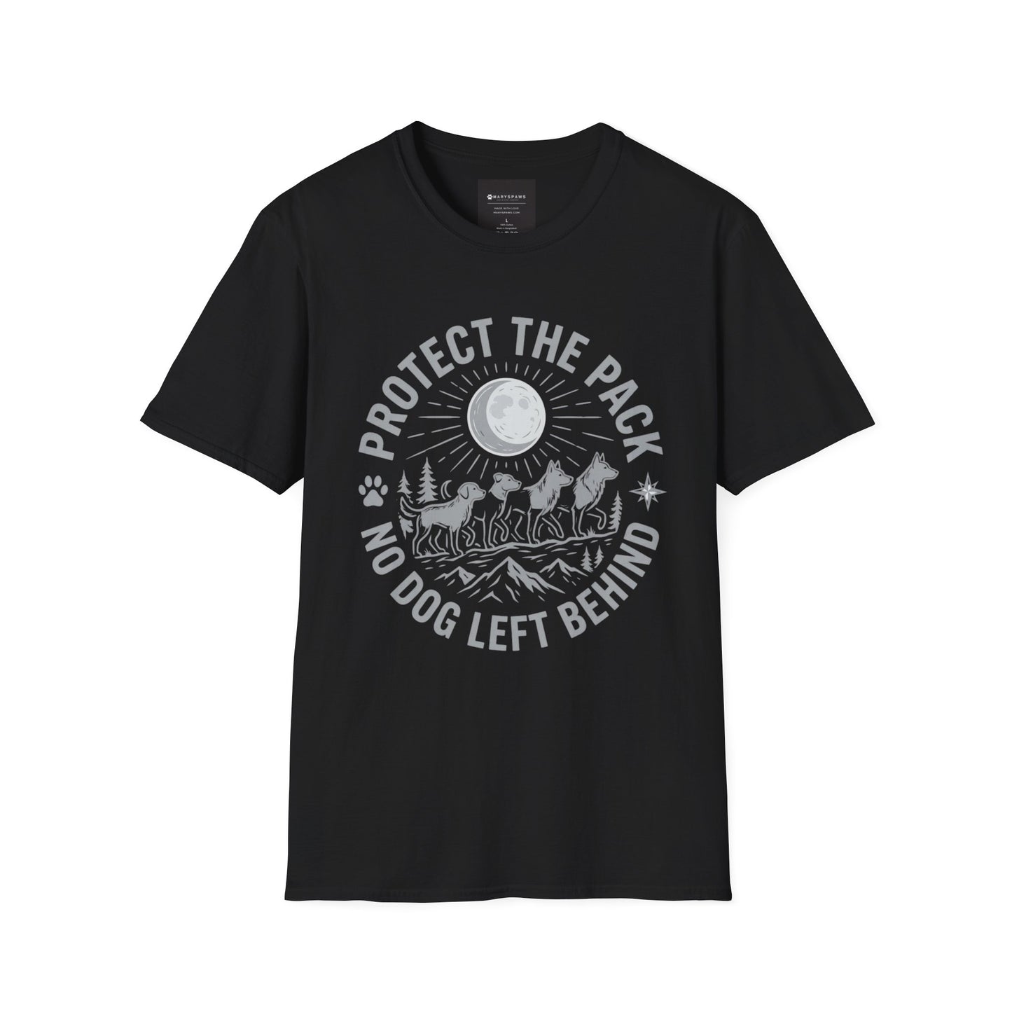 Protect the Pack "No Dog Left Behind" T-Shirt — Rescue & Dog Rescue Support Tee