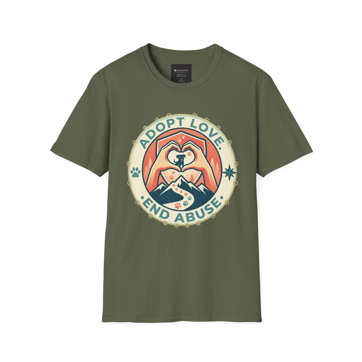 Adopt Love • End Abuse T‑Shirt — Rescue Pet Advocacy Tee