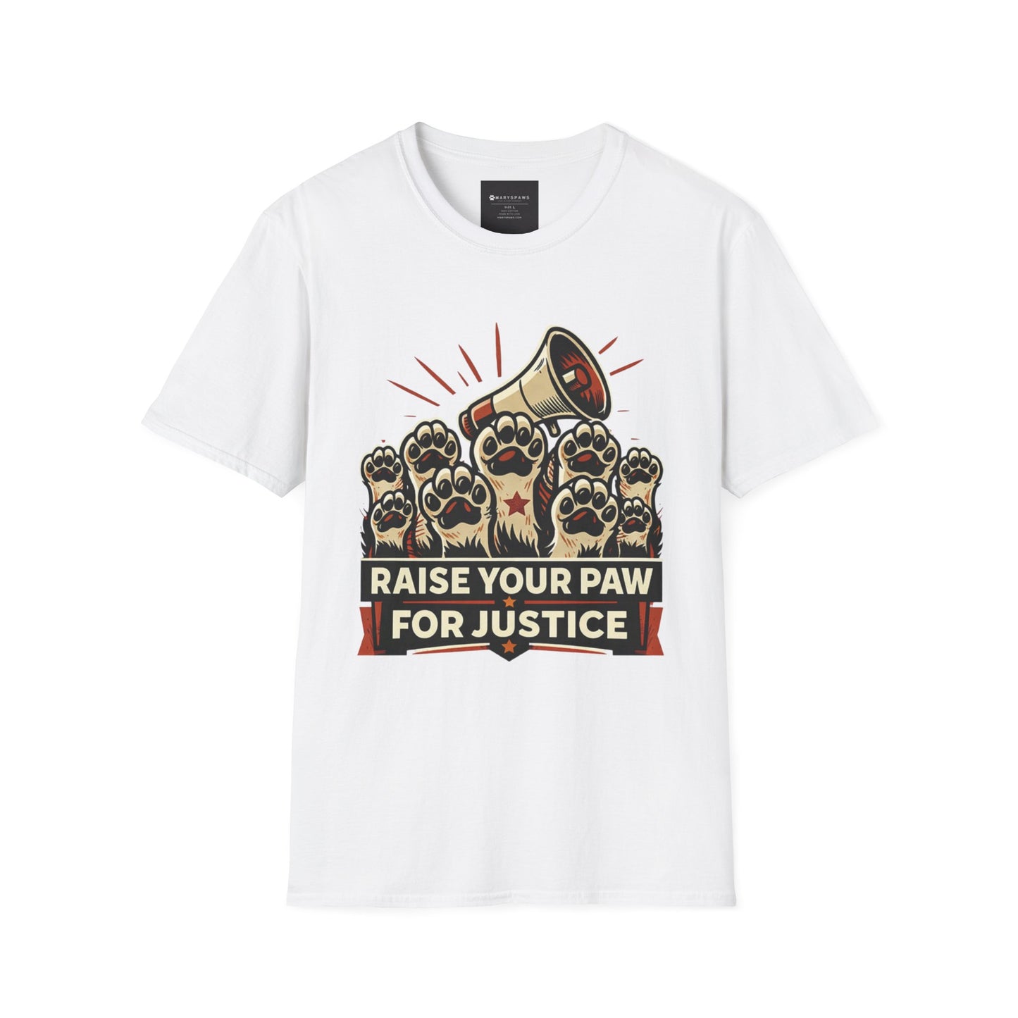 T-Shirt — "Raise Your Paw for Justice" Protest Cat Paw Graphic Shirt