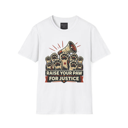 T-Shirt — "Raise Your Paw for Justice" Protest Cat Paw Graphic Shirt