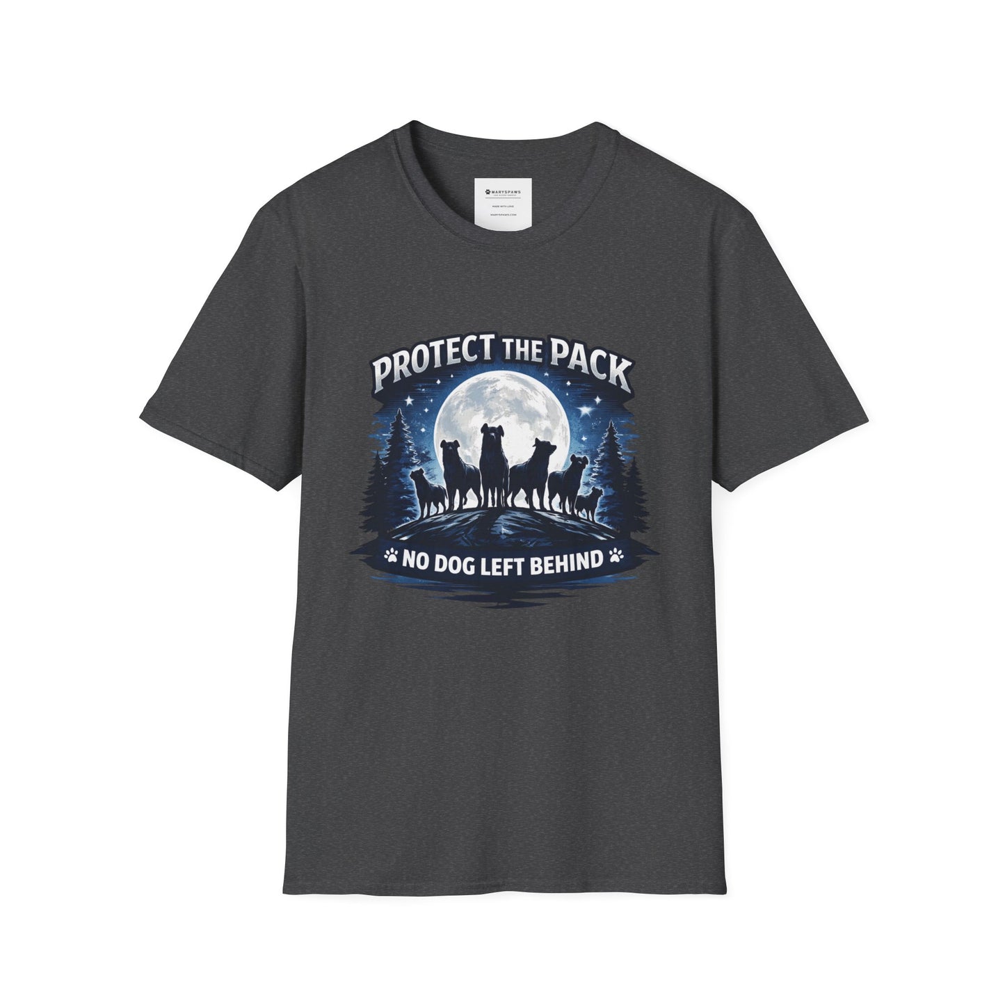 Protect the Pack T-Shirt – "No Dog Left Behind" Moonlit Wolf & Dog Rescue Tee