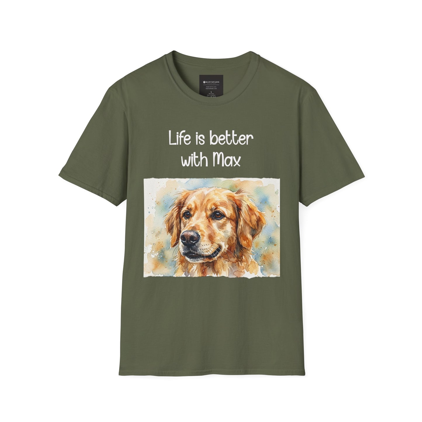 PERSONALIZE IT — "Life is Better with Max" Golden Retriever Portrait Tee