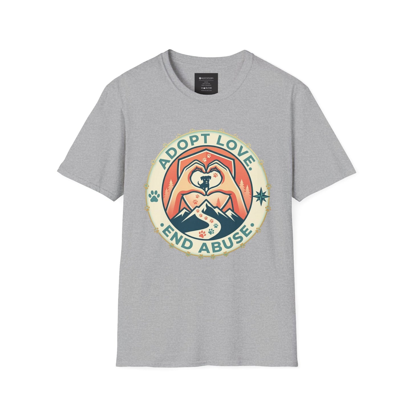 Adopt Love • End Abuse T‑Shirt — Rescue Pet Advocacy Tee