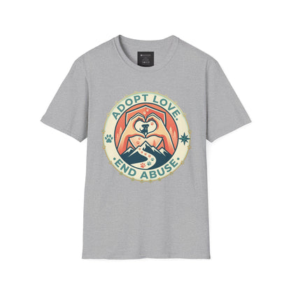 Adopt Love • End Abuse T‑Shirt — Rescue Pet Advocacy Tee