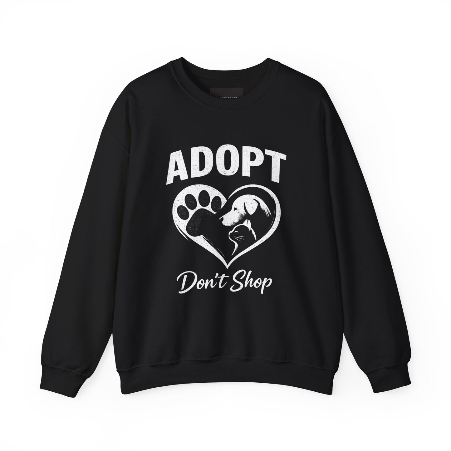 Adopt Don't Shop Sweatshirt — Rescue Pet Paw & Cat Heart Crewneck