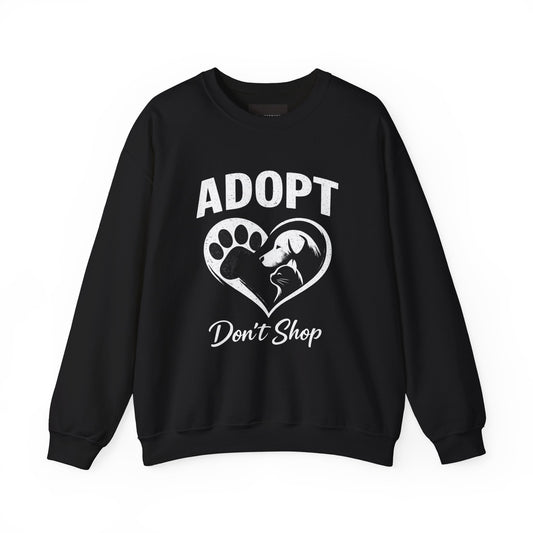 Adopt Don't Shop Sweatshirt — Rescue Pet Paw & Cat Heart Crewneck