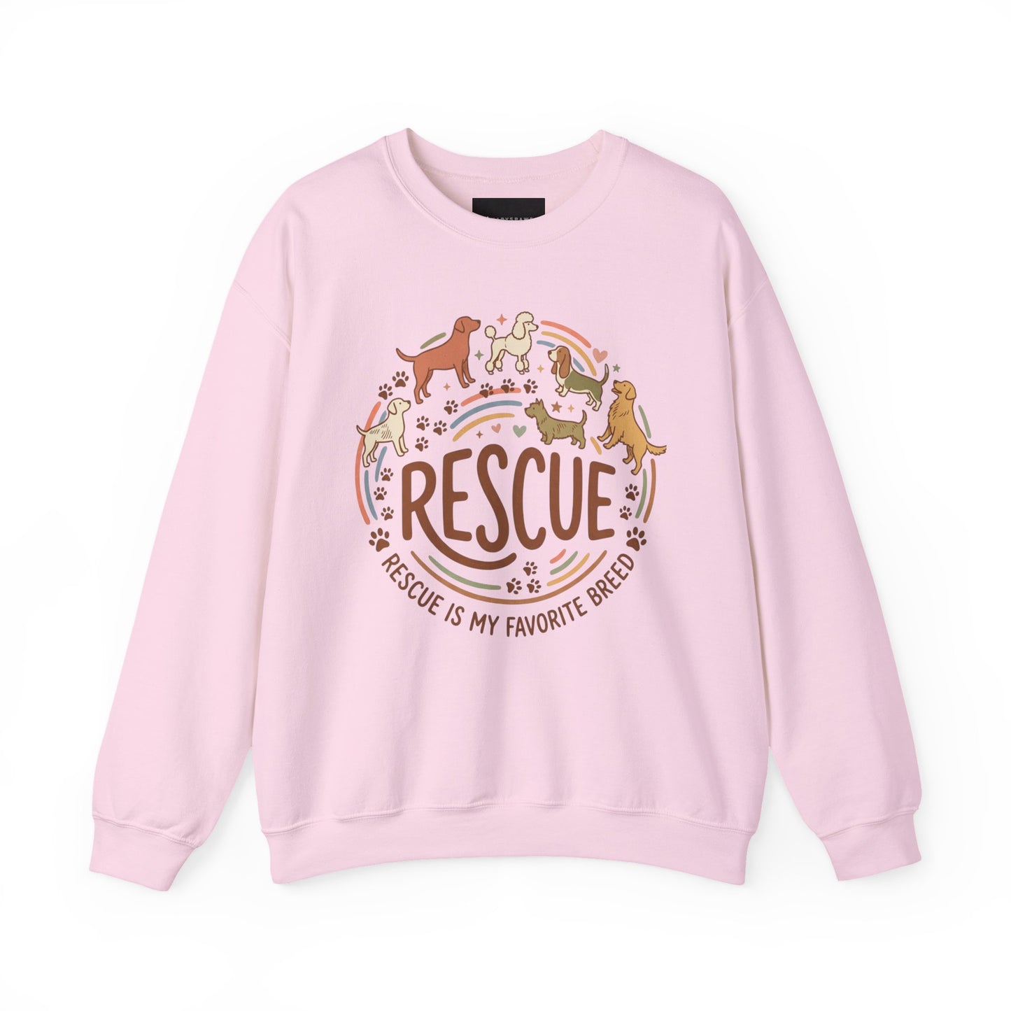Rescue Dogs Crewneck Sweatshirt — "Rescue Is My Favorite Breed" Cozy Animal Rescue Pullover