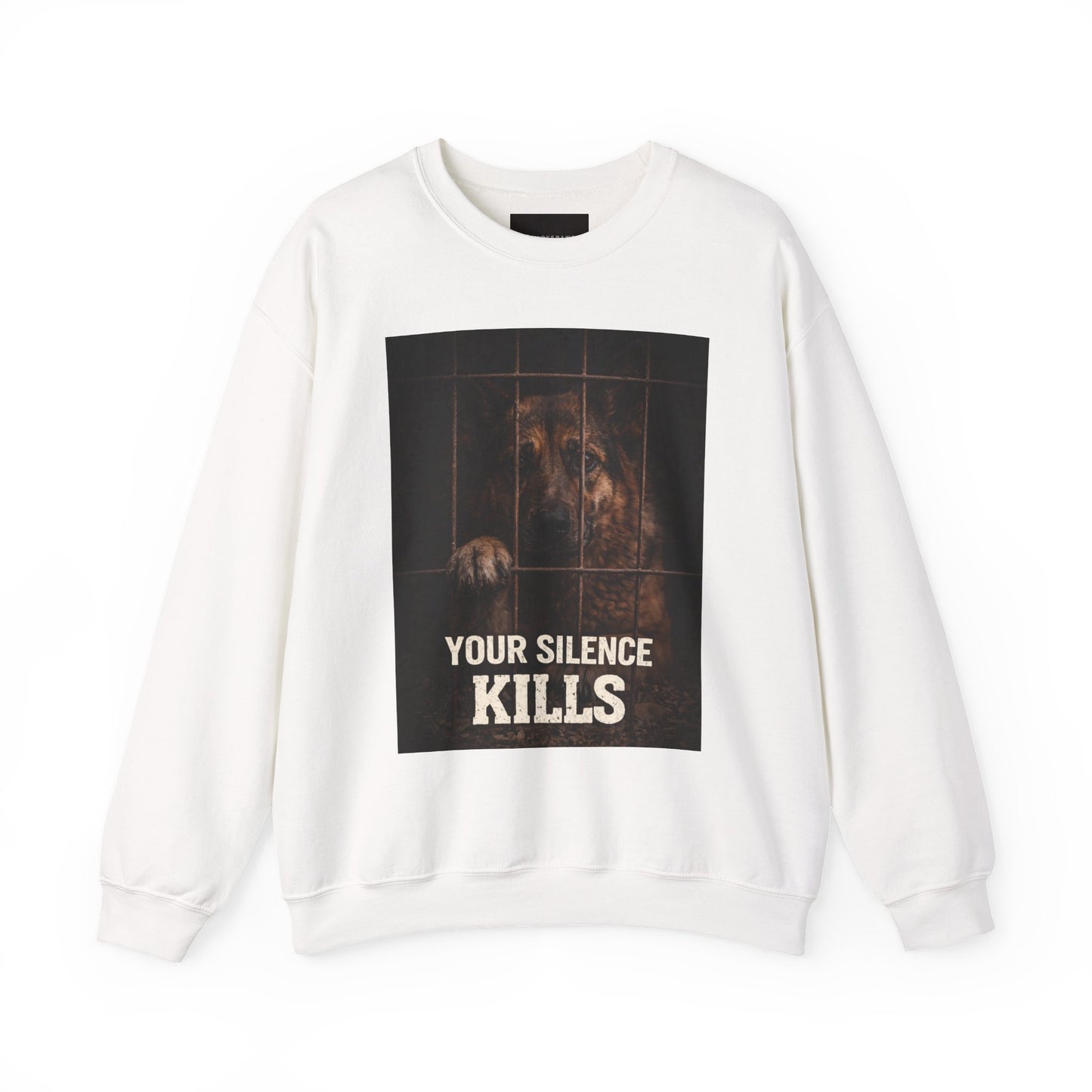 Crewneck Sweatshirt — "Your Silence Kills" Animal Rescue Awareness Design