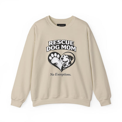 Rescue Dog Mom Sweatshirt – 'No Exceptions.' Paw & Heart Rescue Crewneck
