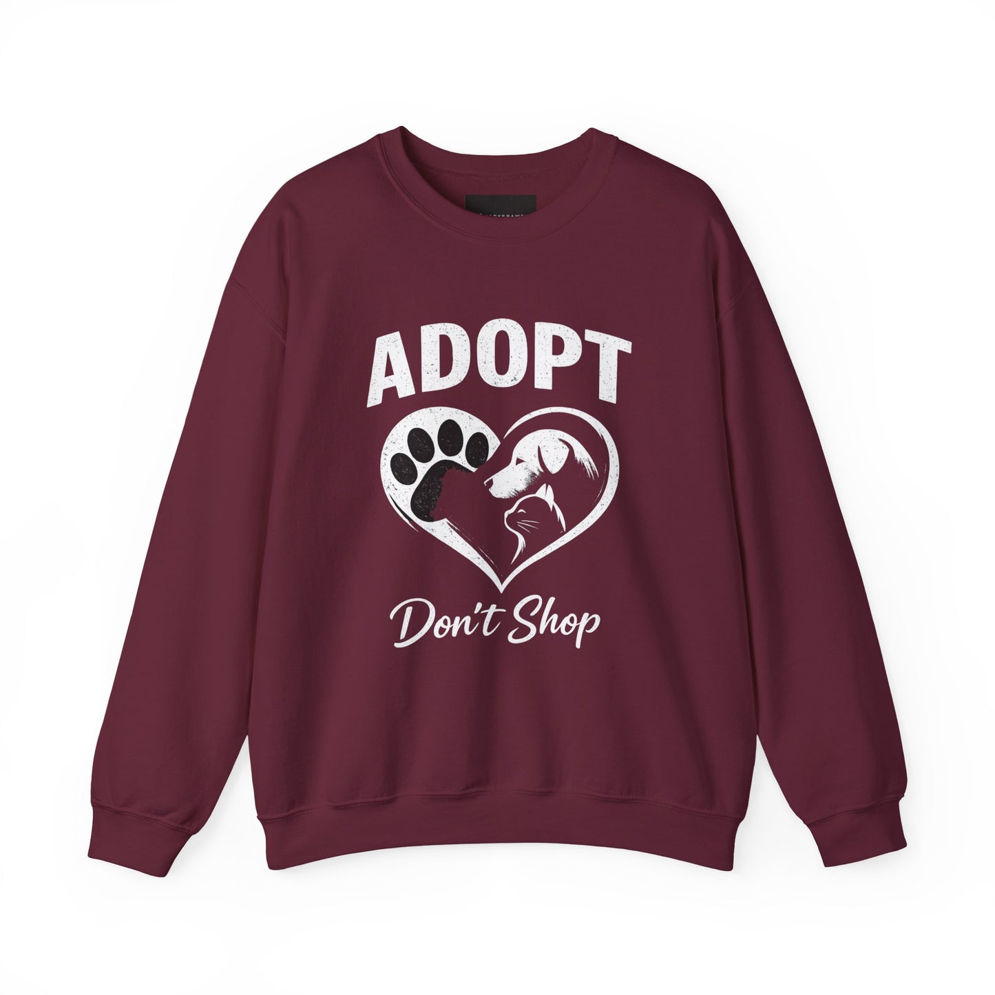 Adopt Don't Shop Sweatshirt — Rescue Pet Paw & Cat Heart Crewneck