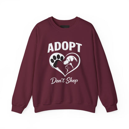 Adopt Don't Shop Sweatshirt — Rescue Pet Paw & Cat Heart Crewneck
