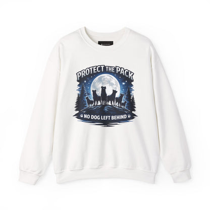 Crewneck Sweatshirt — "Protect the Pack: No Dog Left Behind" Wolves Moon Design
