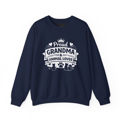 Grandma Animal Lover Sweatshirt — "Proud Grandma & Animal Lover" Crewneck