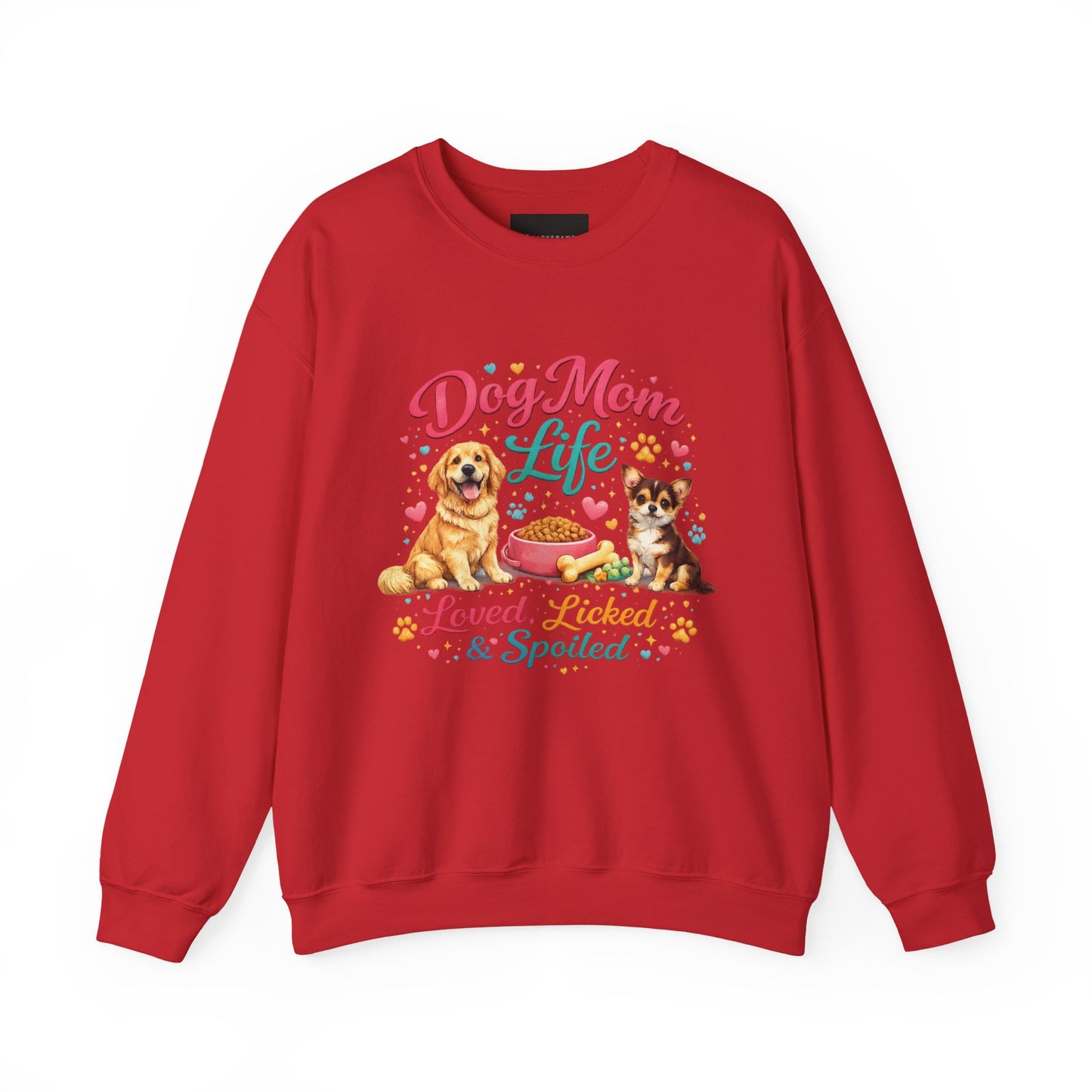 Dog Mom Life Sweatshirt – "Loved, Licked & Spoiled" Cute Pet Mom Crewneck