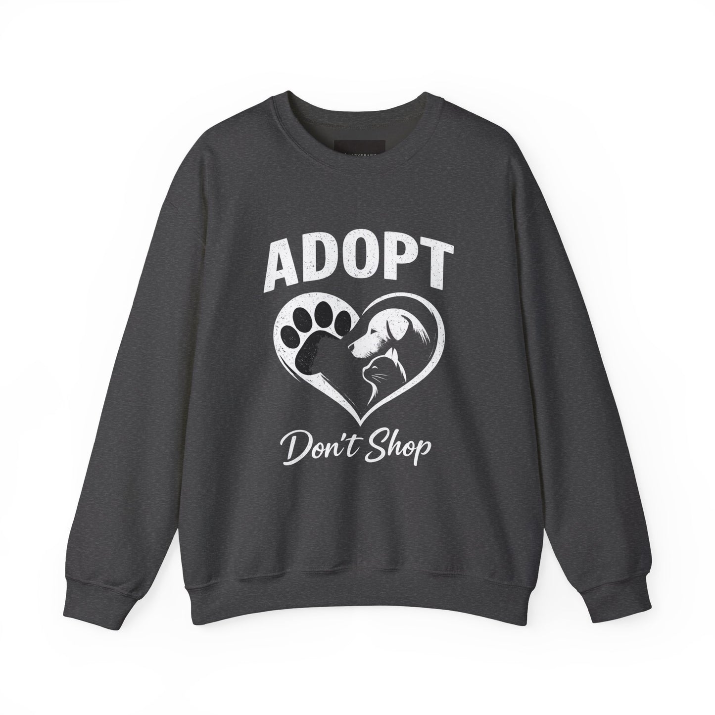Adopt Don't Shop Sweatshirt — Rescue Pet Paw & Cat Heart Crewneck