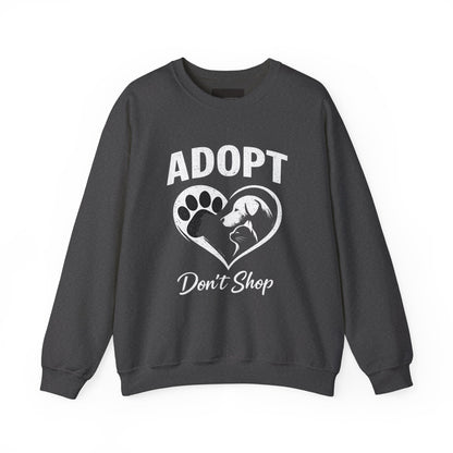 Adopt Don't Shop Sweatshirt — Rescue Pet Paw & Cat Heart Crewneck