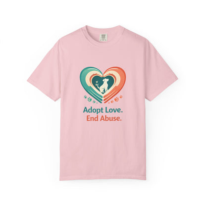 Adopt Love. End Abuse. Heart Pet Rescue T-Shirt