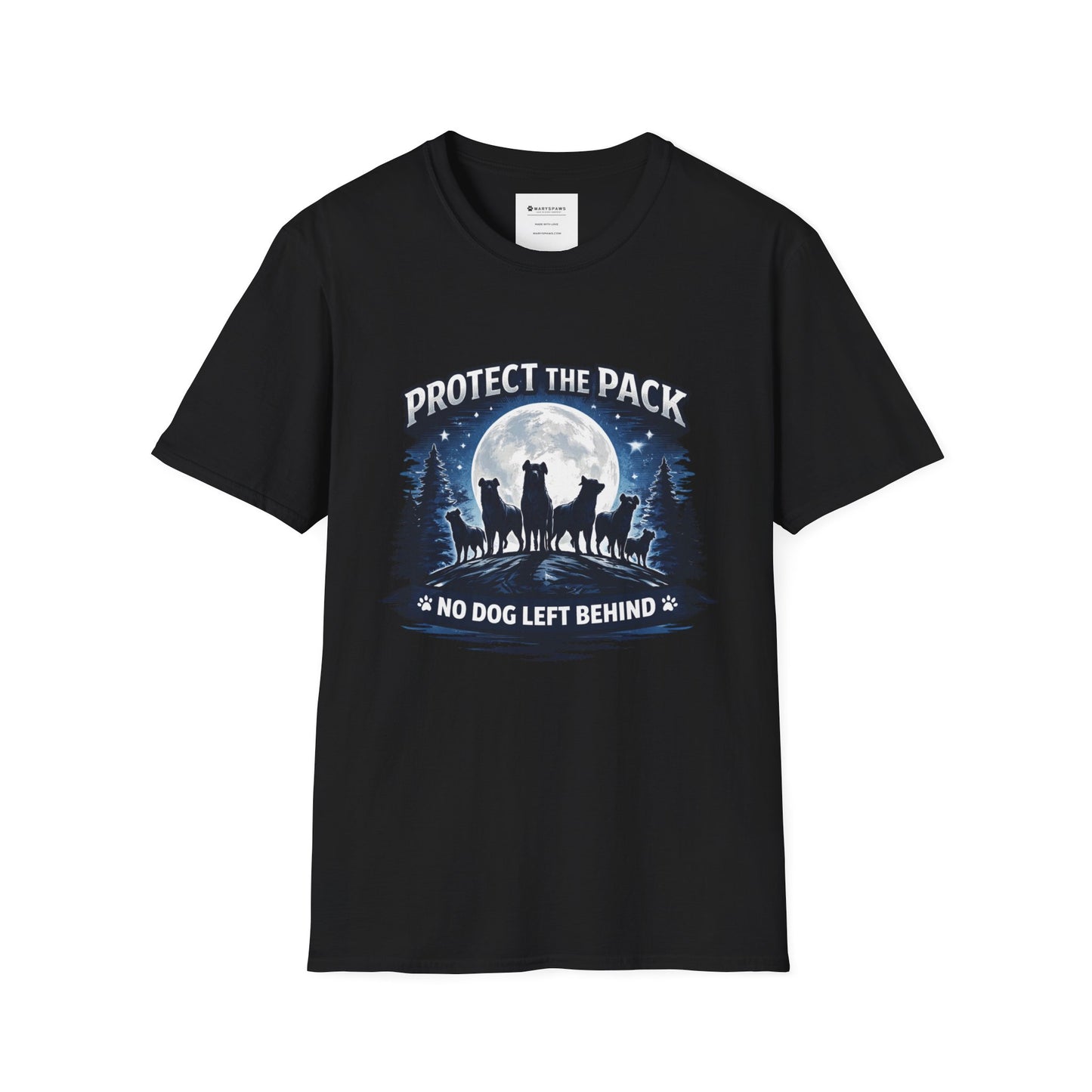 Protect the Pack T-Shirt – "No Dog Left Behind" Moonlit Wolf & Dog Rescue Tee