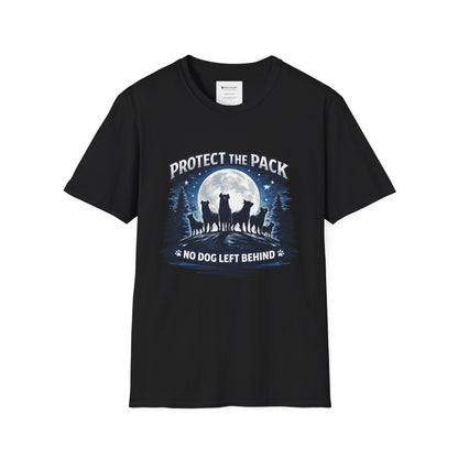 Protect the Pack T-Shirt – "No Dog Left Behind" Moonlit Wolf & Dog Rescue Tee