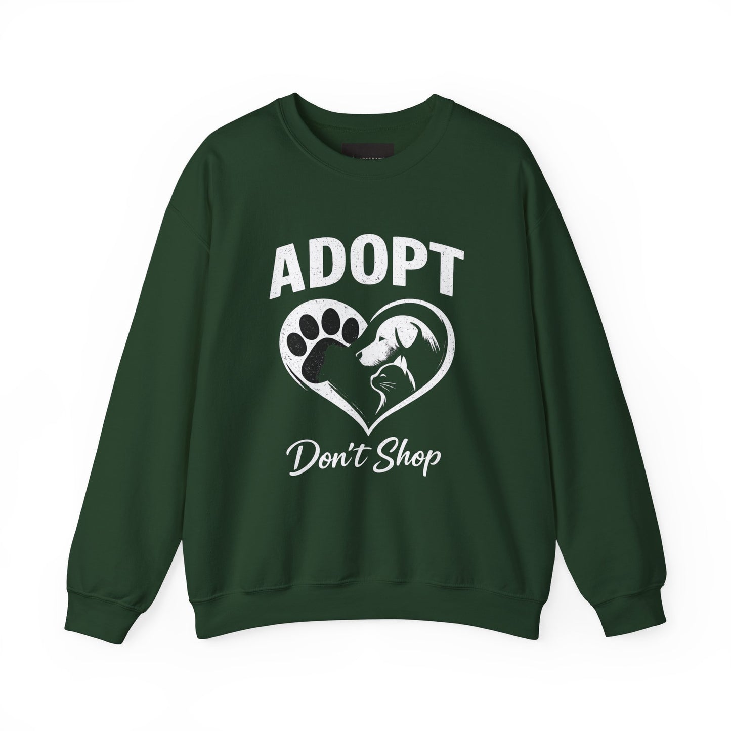Adopt Don't Shop Sweatshirt — Rescue Pet Paw & Cat Heart Crewneck