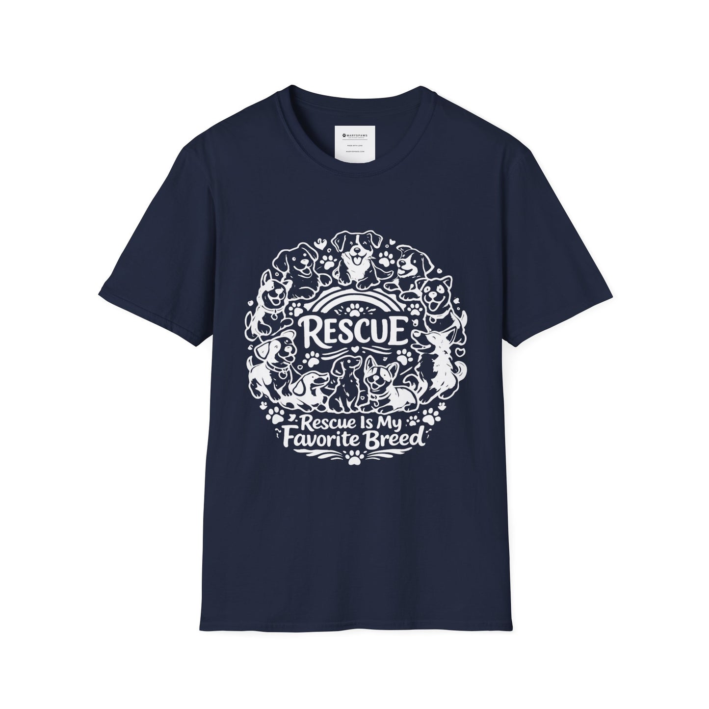 Rescue Dogs T-Shirt — "Rescue is My Favorite Breed" Pet Rescue Tee