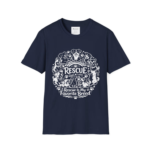 Rescue Dogs T-Shirt — "Rescue is My Favorite Breed" Pet Rescue Tee