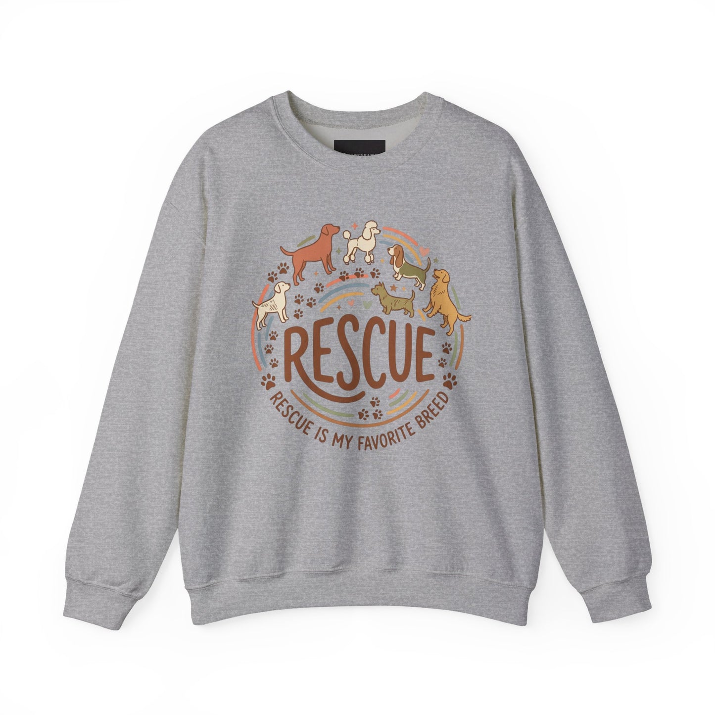 Rescue Dogs Crewneck Sweatshirt — "Rescue Is My Favorite Breed" Cozy Animal Rescue Pullover