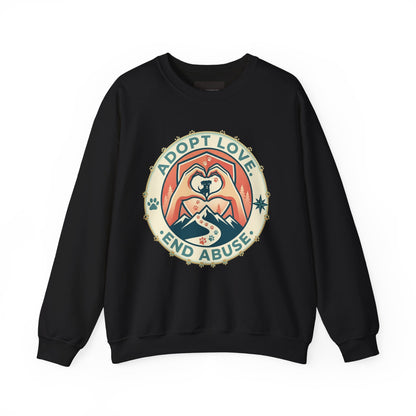Crewneck Sweatshirt — "Adopt Love, End Abuse" Rescue Pet Awareness Design