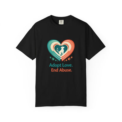 Adopt Love. End Abuse. Heart Pet Rescue T-Shirt