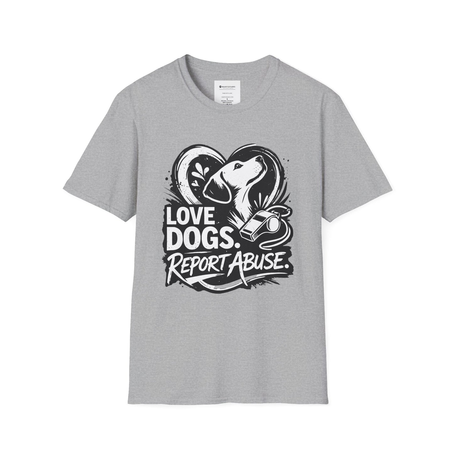 Love Dogs Report Abuse T-Shirt — Dog Rescue Awareness Tee