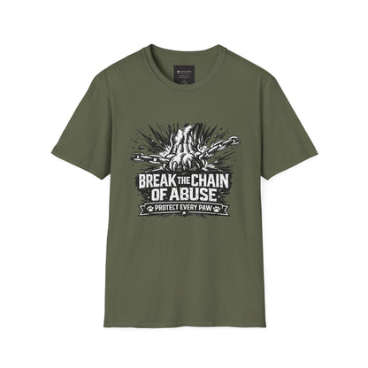 Break the Chain of Abuse T-Shirt — Protect Every Paw Animal Rescue Tee