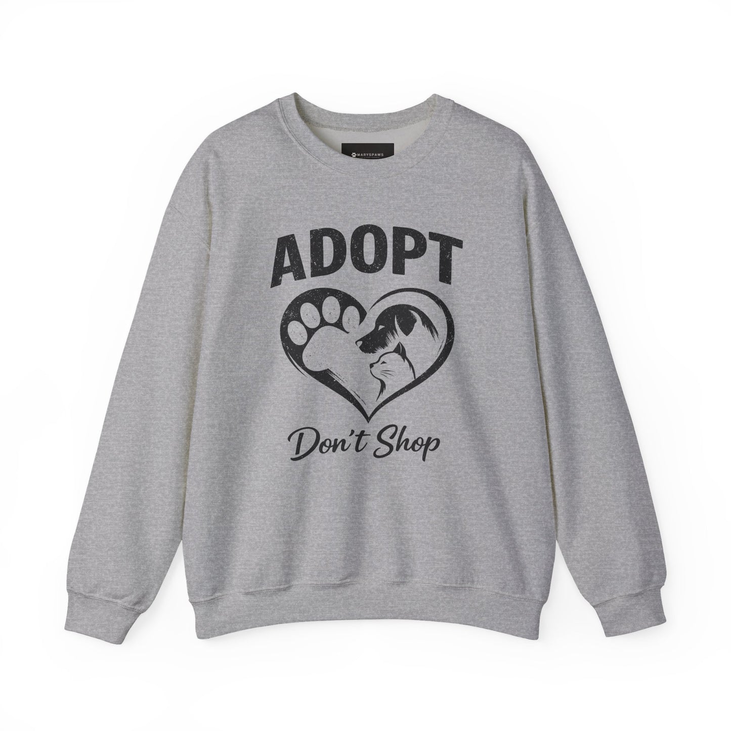Adopt Don't Shop Sweatshirt — Rescue Pet Paw & Cat Heart Crewneck