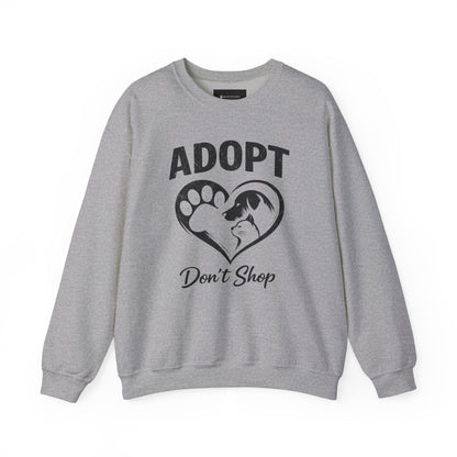 Adopt Don't Shop Sweatshirt — Rescue Pet Paw & Cat Heart Crewneck