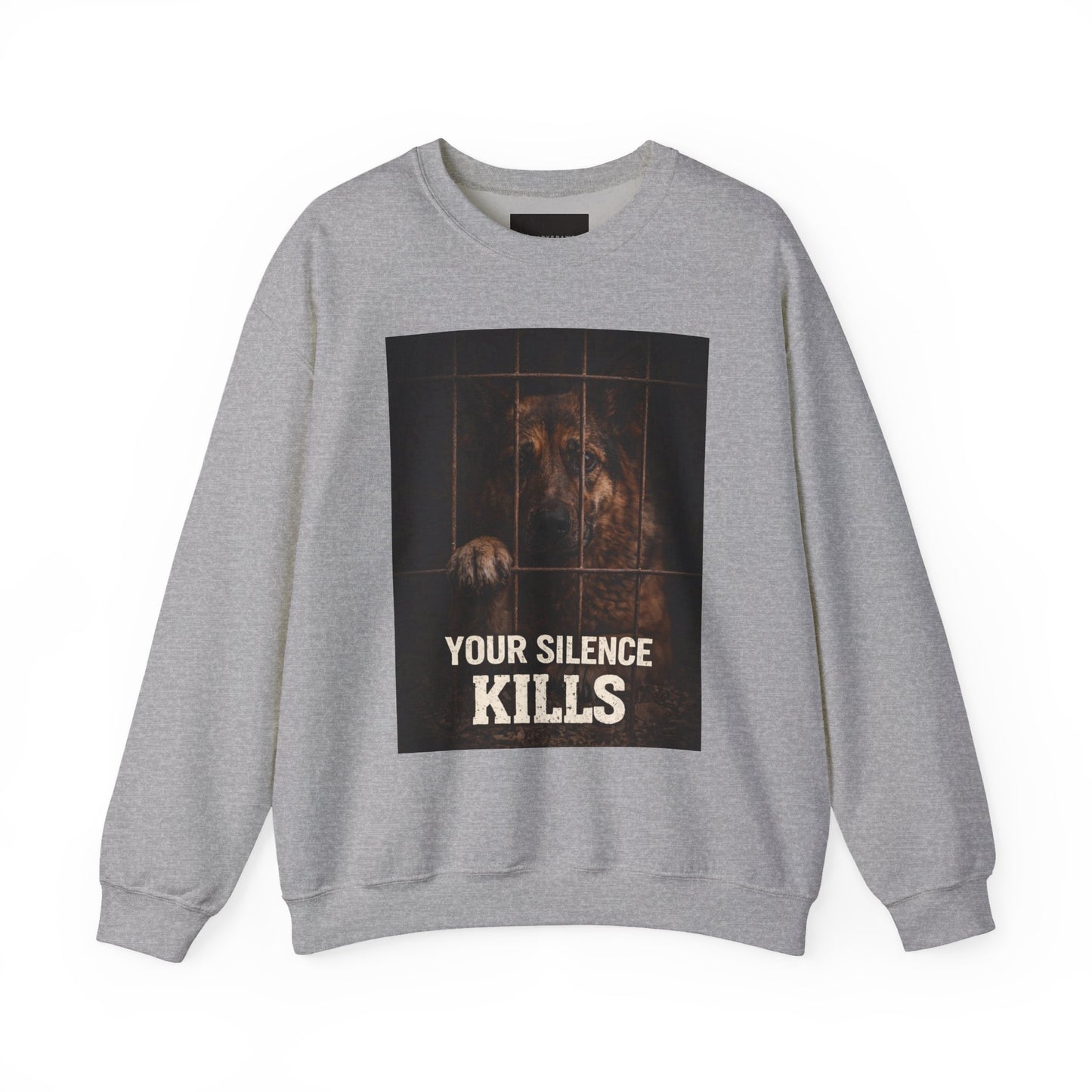 Crewneck Sweatshirt — "Your Silence Kills" Animal Rescue Awareness Design