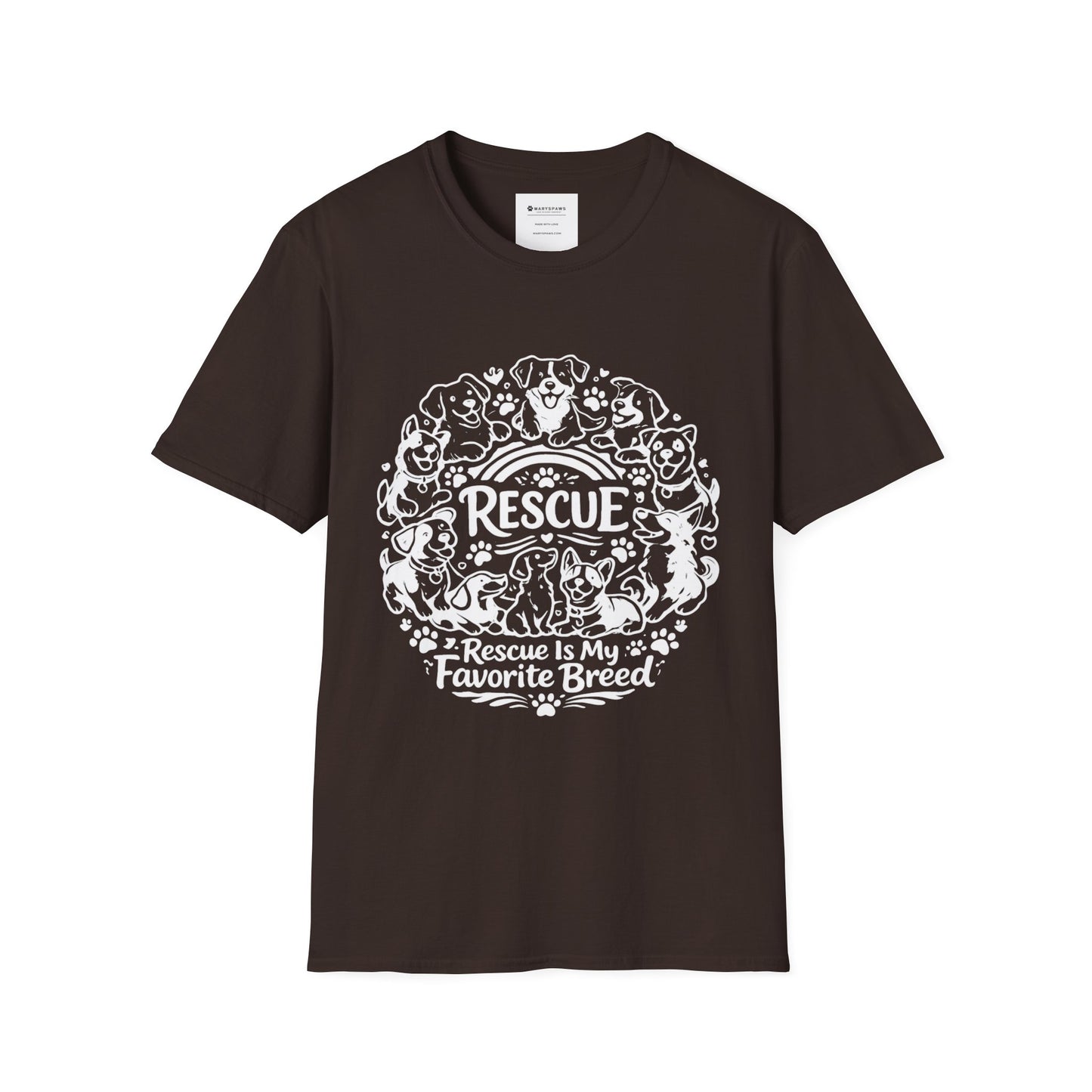 Rescue Dogs T-Shirt — "Rescue is My Favorite Breed" Pet Rescue Tee
